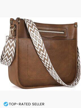 Vegan Leather Crossbody Hobo Bag Multi-Pocket Travel Purse Trendy Handbag